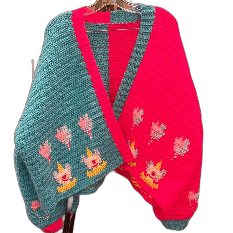 Cotton Candy Clown Carnival Crochet Cardigan  Ready To Ship